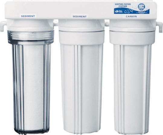 Aqua Filter 3-Stage Under Sink / Central Supply Water Filter System FP3-K1 with Faucet , ½" Inlet/Outlet, with 10" Replacement Filter Aqua Filter FCPS5 5μm, Activated Carbon Aqua Filter G.A.C + K.D.F FCCBKDF & Softening & Deironing Aqua Filter FCCST2