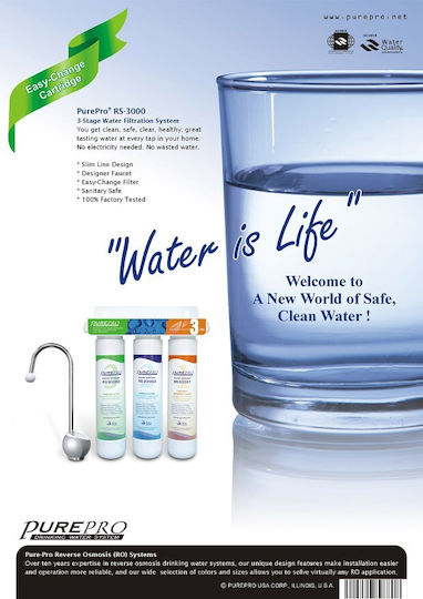 Pure Pro RS3000 Water Filtration System Triple Under Sink / Central Supply with Faucet & Replacement Filter