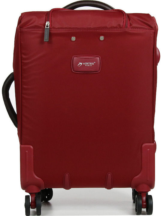 Airtex Paris Medium Travel Suitcase Fabric Burgundy with 4 Wheels Height 67cm