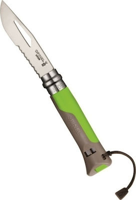 Opinel No.08 Outdoor Briceag Verde cu Lamă din Oțel inoxidabil