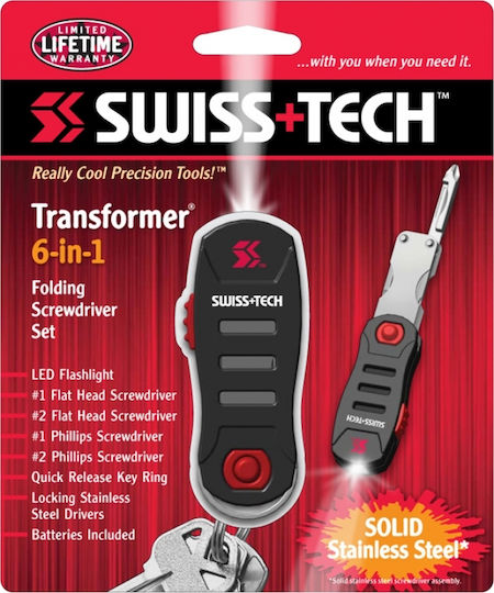 Swiss Tech Transformer Multitool Schlüsselanhänger Schwarz