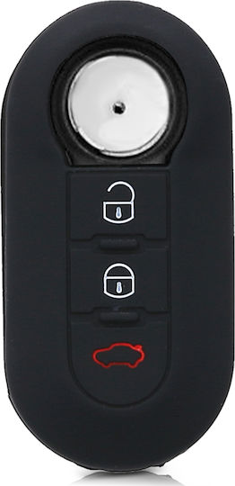 Silicone Car Key Cover Case Don't Touch My Key with 3 Buttons for Fiat / Lancia Black