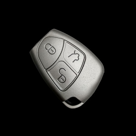 Silicone Car Key Cover Case with 3 Buttons for Mercedes Benz Silver