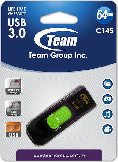 TeamGroup C145 64GB USB 3.0 Stick Μαύρο
