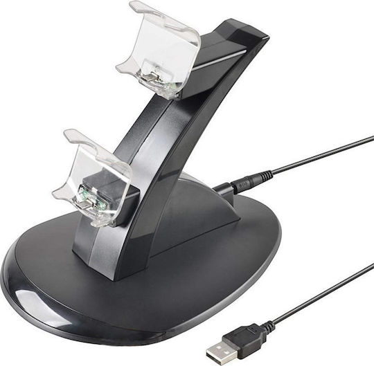 Dual Charge n Stand Charging Station for 2 controllers PS4 with LED lighting Black