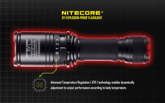 NiteCore Explosive-proof Flashlight LED IP67 with Maximum Brightness 830lm EF1 2xCR123 Black