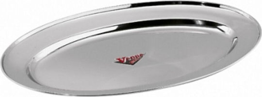 Veltihome Servierplatte Oval Rostfreier Stahl Silber 50cm 1Stück