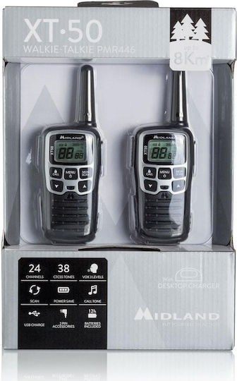 Midland XT50 Wireless Transceiver PMR 0.5W with Monochrome Screen Set of 2pcs