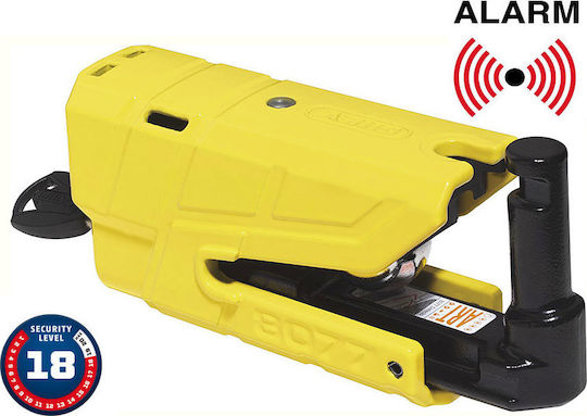 Abus Granit Detecto X Plus 8077 Κλειδαριά Δισκόφρενου Μοτοσυκλέτας με Συναγερμό & Πείρο 13.5mm Κίτρινο Χρώμα