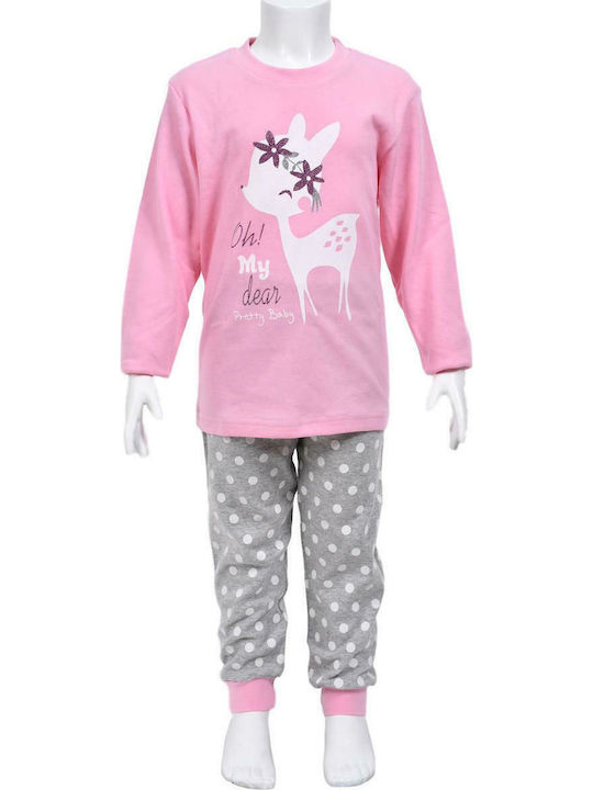 Pretty Baby Set Top & Bottom Kids Winter Pyjamas Pink