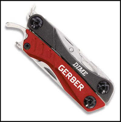 Gerber Dime Multitool Rot mit Klinge aus Rostfreier Stahl