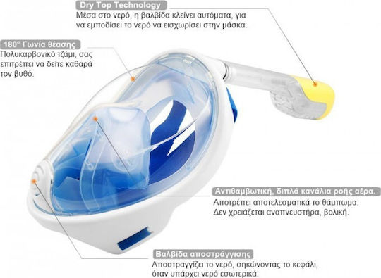 BlueMar Mască De Scufundare Din Silicon Față Întreagă Ninja Free Breath Roz