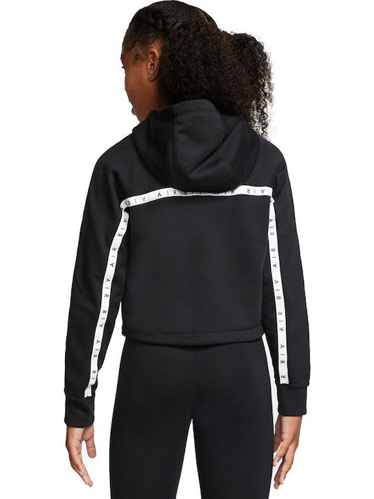 Fleece Kids Sweatshirt Cropped with Hood Black Sportswear Air