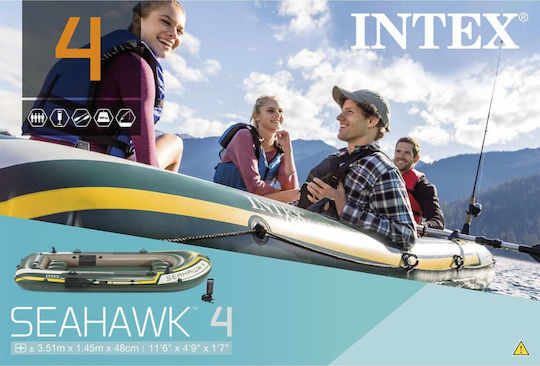 Intex Seahawk 4 Aufblasbare Boote 4 Personen Grüne mit 2 Paddeln & Pumpe 351x145cm