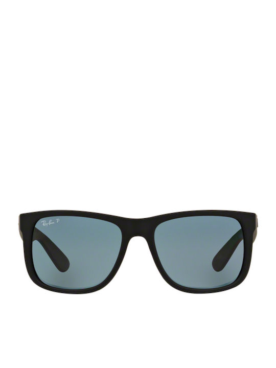 Ray Ban Justin Sunglasses with Black Acetate Frame and Blue Polarized Lenses 4165 622/2V