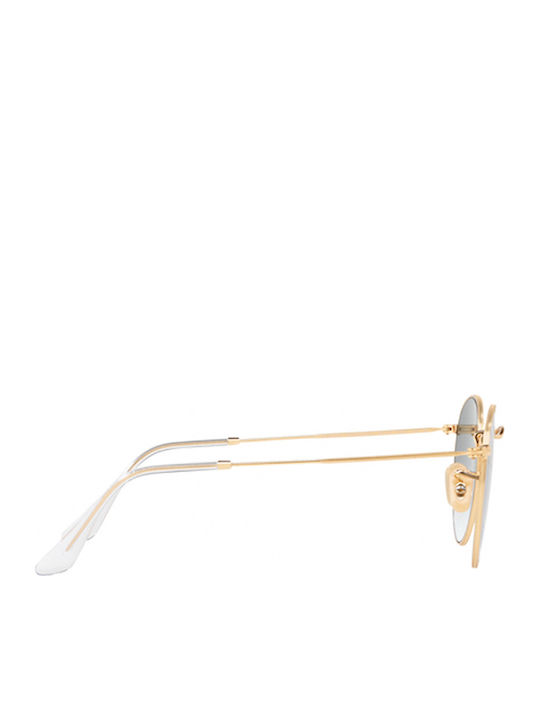 Ray Ban Round Metal Unisex Sunglasses With Gold Metallic Frame And Blue Gradient Lens RB3447N 001/3F