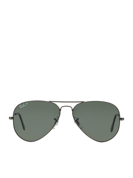 Ray Ban Aviator Sunglasses with Silver Metal Frame and Green Polarized Lenses RB3025 004/58