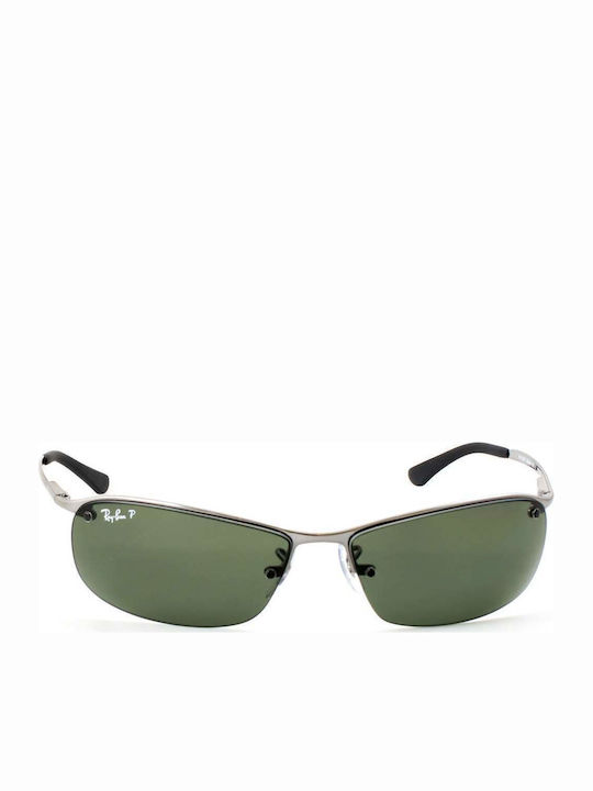 Ray Ban Unisex Sunglasses with Silver Metal Frame and Green Polarized Lens RB3183 004/9A