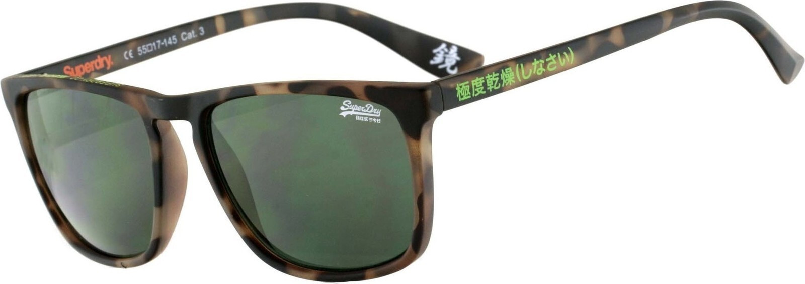 Superdry Unisex Sonnenbrille Lizzie – Rechteckig, Hellbraunes Acetat, Grüne Gläser, 55 Mm
