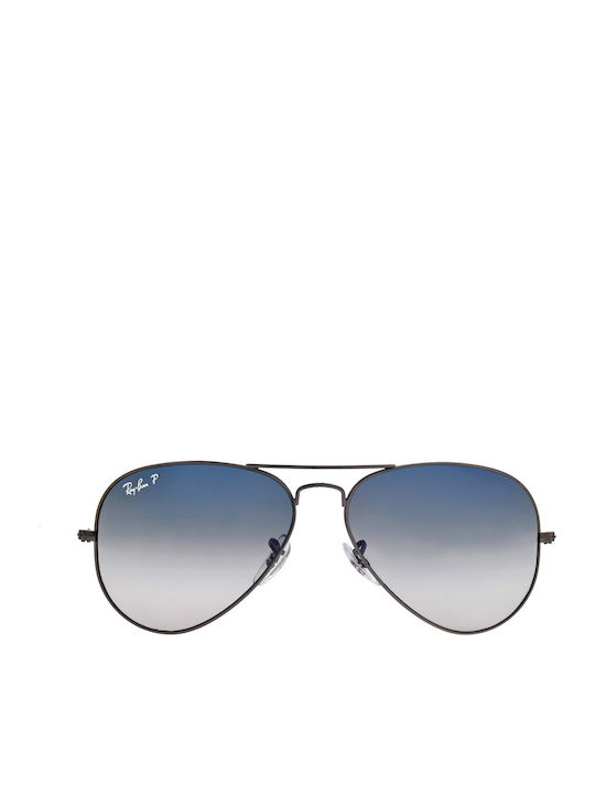 Ray Ban Aviator Unisex Sonnenbrille mit Silber Metall Gestell und Blau Verlaufsfarbe Polarisiert Linse RB3025 004/78