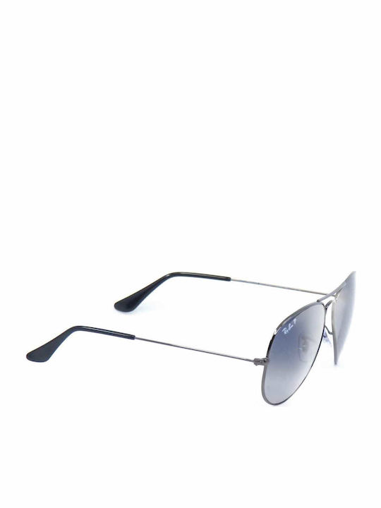Ray Ban Aviator Unisex Sonnenbrille mit Silber Metall Gestell und Blau Verlaufsfarbe Polarisiert Linse RB3025 004/78