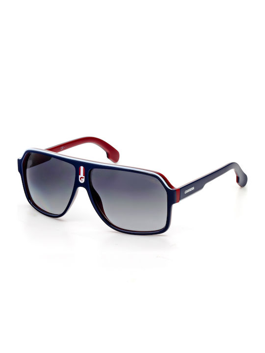 Carrera Men's Sunglasses with Blue Horn-Rimmed Frame and Grey Gradient Polarized Lens 1001/S 8RU/9O