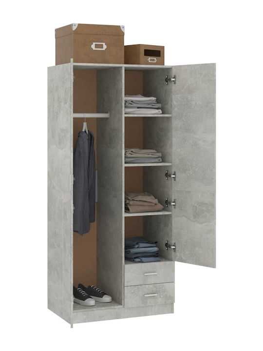 Double Door Wardrobe Grey Concrete Grey 80x52x180cm
