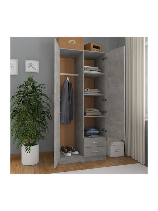 Double Door Wardrobe Grey Concrete Grey 80x52x180cm