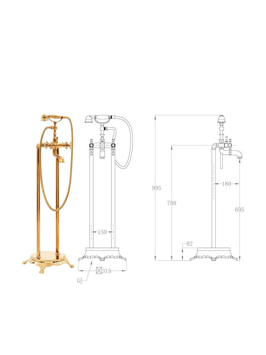 vidaXL 145095 Retro Bade- / Duscharmatur Badewanne Komplettes Set Edelstahl Bronze