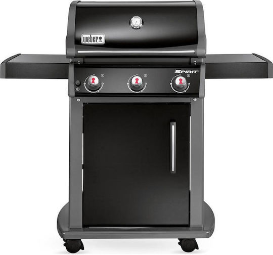 Weber Spirit E-320 Original Black GBS Ψησταριά Υγραερίου Μαντεμένιας Σχάρας 60x44εκ. με 3 Εστίες και Πλαϊνό Μάτι