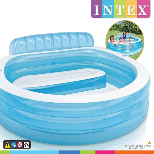 Intex Swim Center Oval Inflatable Swimming Pool 590l 224x224x76cm Light Blue 224x216x76cm