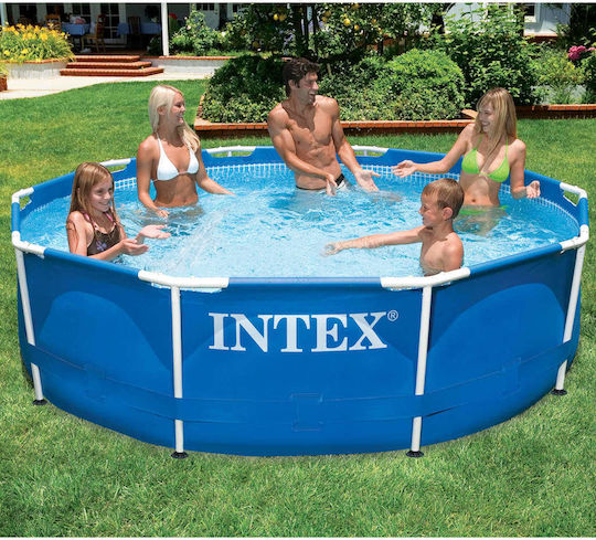 Intex Round Swimming Pool PVC 4485L with Metallic Frame 305x76cm Blue