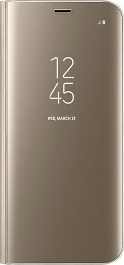 Hurtel Clear View Book Δερματίνης / Πλαστικό Χρυσό (Galaxy A7 2018)