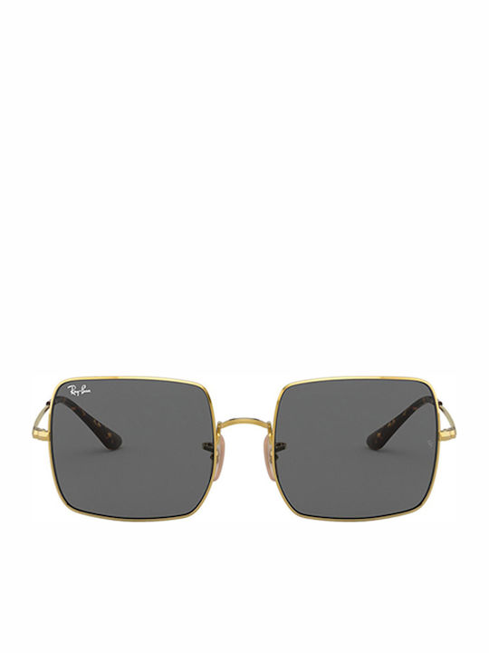 Ray Ban Square Femei Ochelari de soare cu Aur Din metal Rame și Negru Lentilă RB1971 9150B1