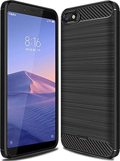 Hurtel Carbon Fiber Back Cover Σιλικόνης Μαύρο (Redmi 6a)