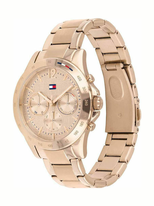 Tommy Hilfiger Haven Γυναικείο Ρολόι 38mm Χρονογράφος Μπαταρίας με Ροζ Χρυσό Μεταλλικό Μπρασελέ