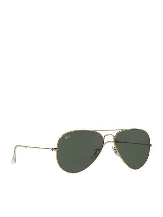 Ray Ban Unisex Sunglasses with Gold Metal Frame and Green Lens RB3026 L2846