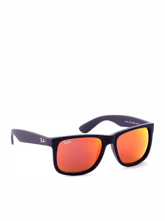 Ray Ban Justin Unisex Sunglasses with Horn-Rimmed Black Red Mirror Frame