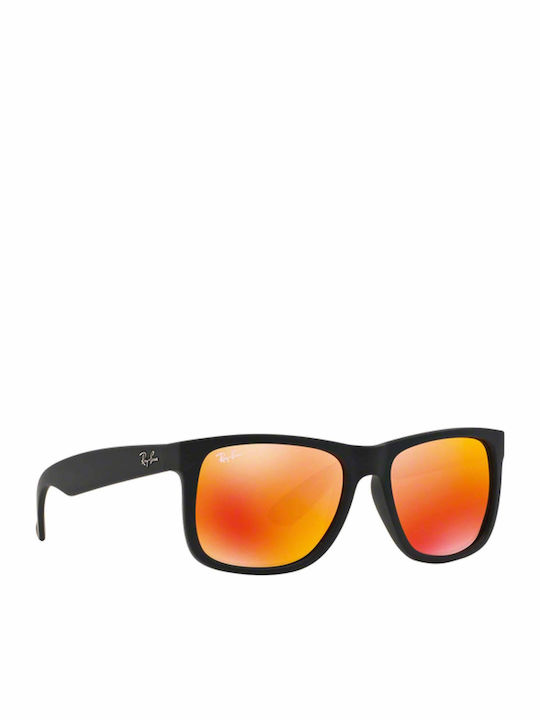 Ray Ban Justin Unisex Sunglasses with Horn-Rimmed Black Red Mirror Frame