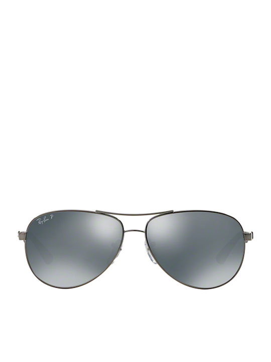 Ray Ban Unisex Sunglasses with Silver Metal Frame and Silver Polarized Mirror Lens RB8313 004/K6