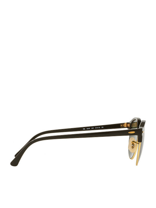 Ray Ban Clubround Unisex Sunglasses with Black Plastic Frame and Green Lens RB4246 901