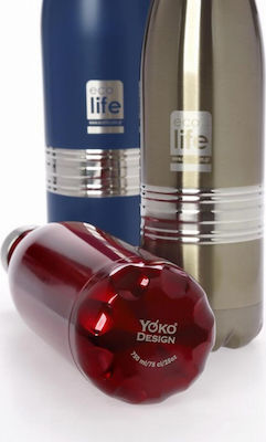 Ecolife Yoko Design Μπουκάλι Θερμός σε Κόκκινο χρώμα 0.75lt