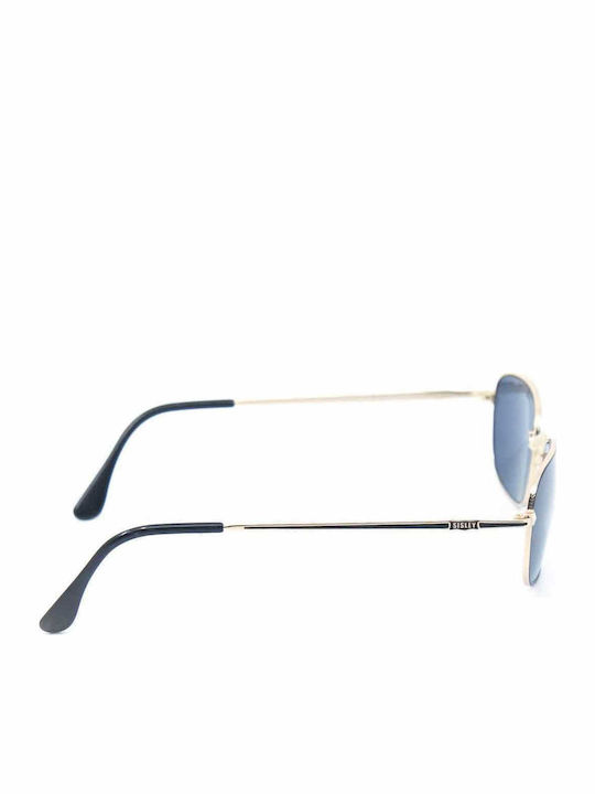 Sisley Men's Sunglasses with Black Metal Frame and Blue Lens