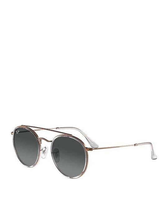 Ray Ban Round Double Bridge Unisex Sunglasses with Gold Metal Frame and Black Lens RB3647N 9067/71
