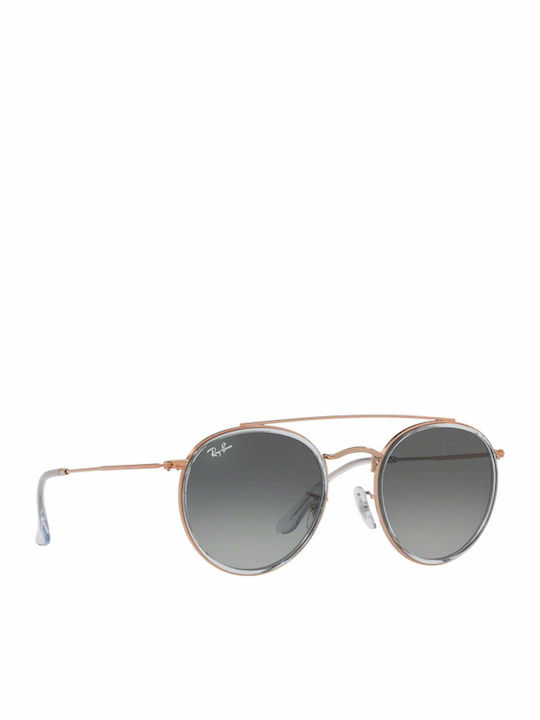 Ray Ban Round Double Bridge Unisex Sunglasses with Gold Metal Frame and Black Lens RB3647N 9067/71