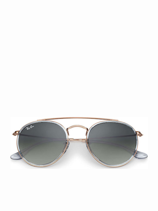 Ray Ban Round Double Bridge Unisex Sunglasses with Gold Metal Frame and Black Lens RB3647N 9067/71