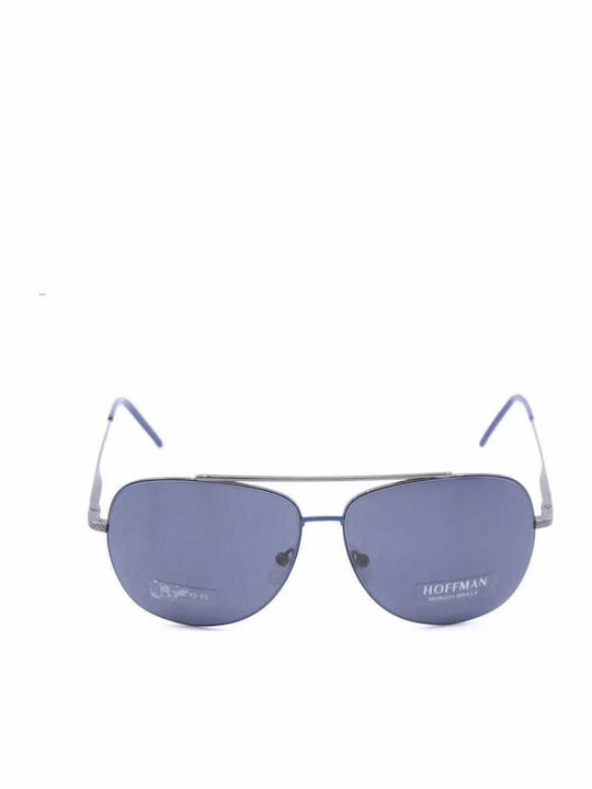 Hoffman Men's Sunglasses with Silver Metal Frame and Black Lens 8152 C2