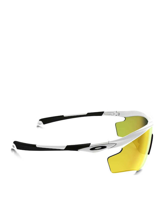 Oakley M2 Frame XL Men's Sunglasses with White Plastic Frame and Orange Mirror Lens OO9343-05