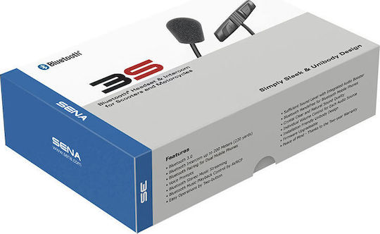 Sena 3S-WB Мотоциклетна комуникационна система за един каскет с Bluetooth