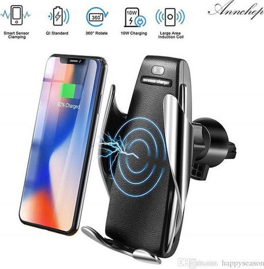 Rock Βάση Κινητού Αυτοκινήτου S5 Wireless Charging Mount με Ρυθμιζόμενα Άγκιστρα και Ασύρματη Φόρτιση